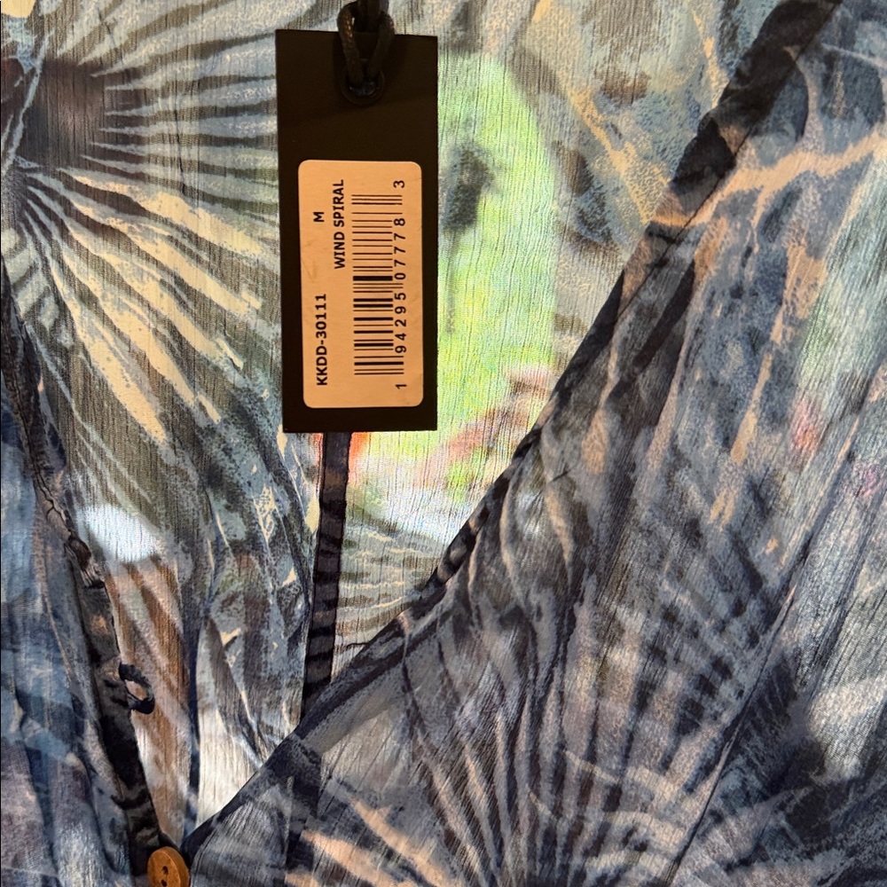 Kendall & Kylie Blue Tropical Beach Cover Up Maxi Dress NWT Medium - Picture 3 of 4